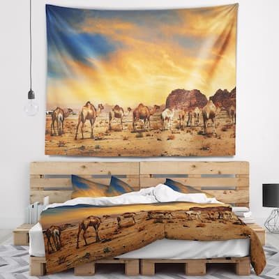 Designart 'Camels in Wadi Rum' Photography Wall Tapestry