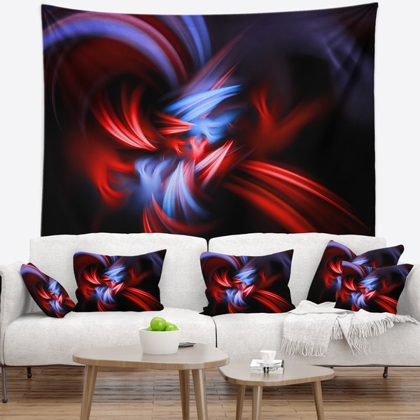 Designart 'Fractal Red Connected Stripes' Contemporary Wall Tapestry