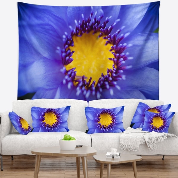 Designart 'Blue Lotus Close up Watercolor' Flowers Wall Tapestrywork