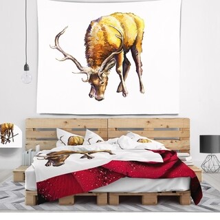 Designart 'Male Deer Illustration Art' Animal Wall Tapestry - Bed Bath ...