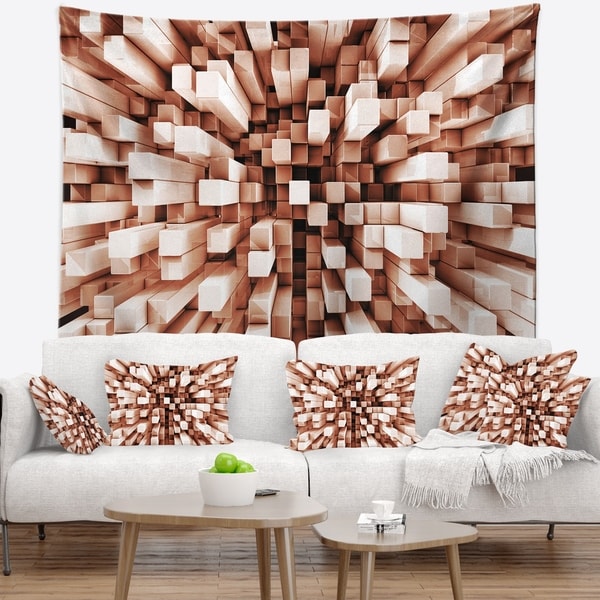 Designart 'Reflective Checkered Cube' Contemporary Wall Tapestry