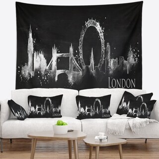 Designart 'London Dark Silhouette' Cityscape Painting Wall Tapestry ...