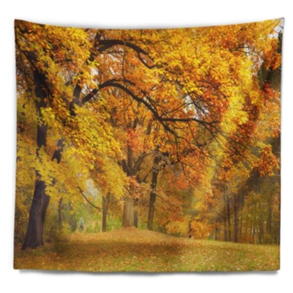 Designart Golden Autumn Forest Landscape Photography Wall Tapestry Overstock