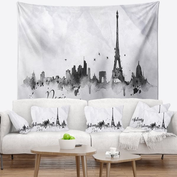 Designart 'Paris with Eiffel Silhouette' Cityscape Painting Wall ...