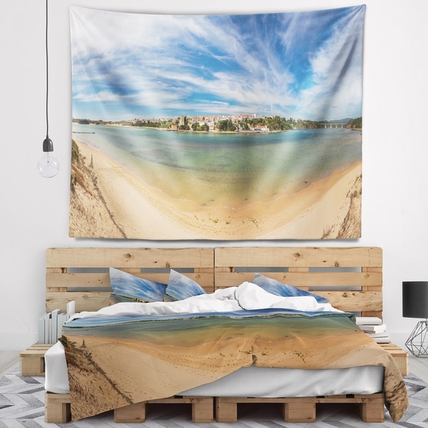 Designart 'Portuguese Maritime Village Panorama' Seashore Wall Tapestry