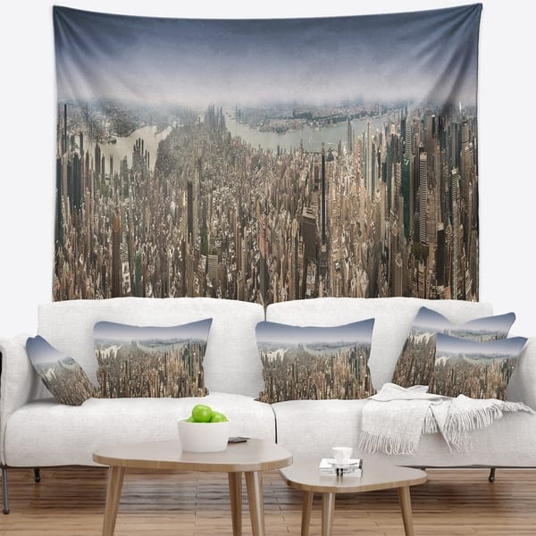 Designart 'NYC 360 Degree Panorama' Cityscape Photography Wall Tapestry ...