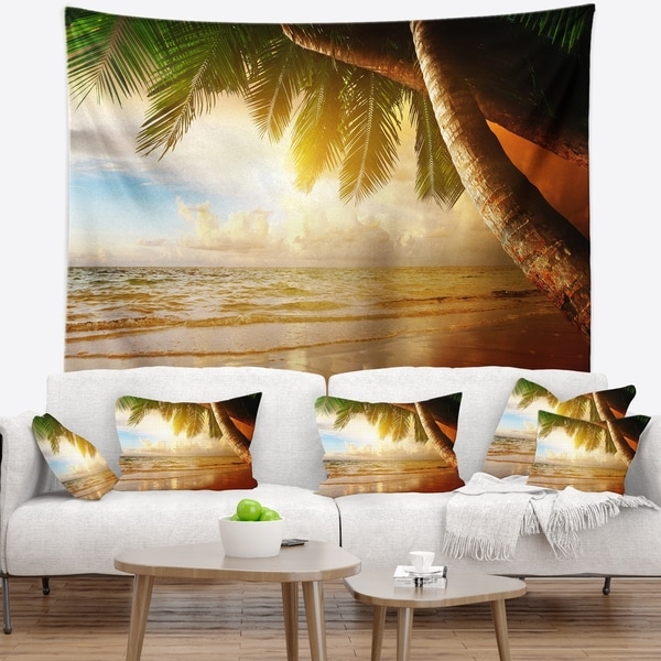 Designart 'Caribbean Beach Sunrise' Landscape Photo Wall Tapestry