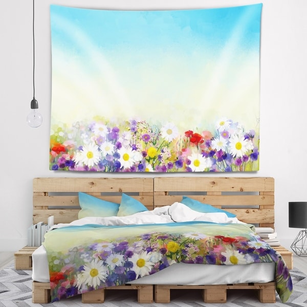 Designart 'Soft Flowers in Spring Background' Floral Wall Tapestry