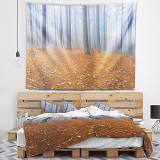 Designart 'Foggy Dense Forest in autumn' Modern Forest Wall Tapestry ...