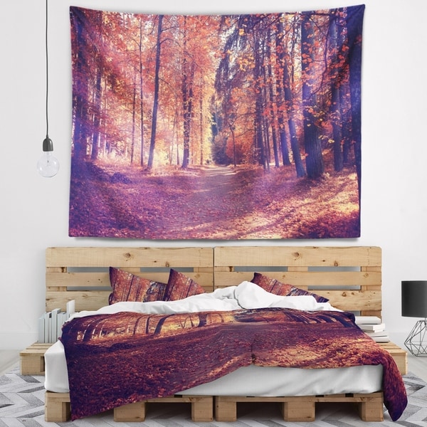 Designart 'Thick Woods in Colorful Fall Forest' Modern Forest Wall Tapestry