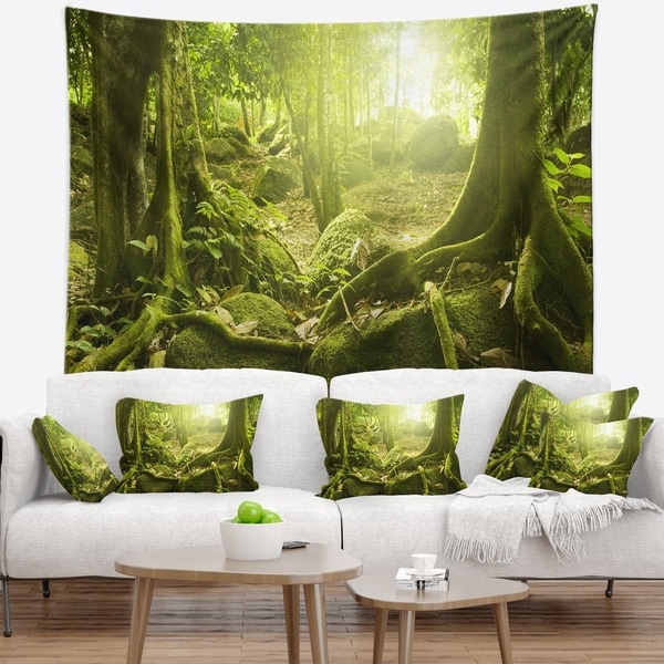Designart 'Green Forest with Sun' Landscape Photography Wall Tapestry
