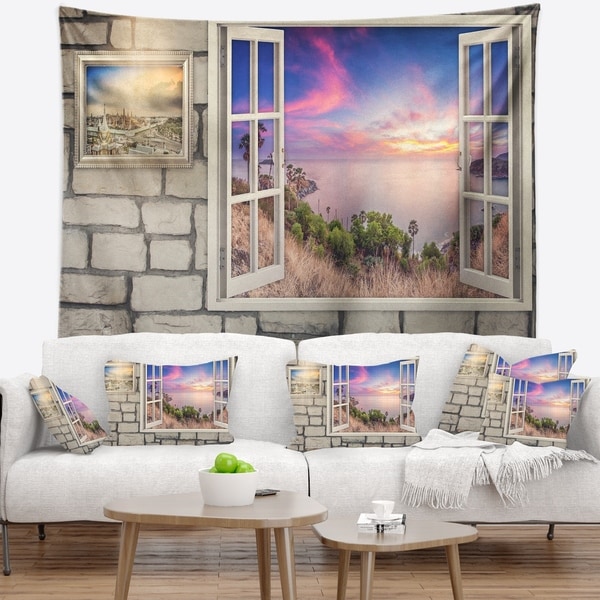 Designart 'Window to Beautiful Stretch of Land' Modern Landscape Wall Tapestry