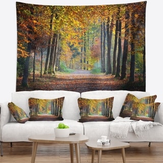 Designart 'Wide Pathway in Yellow Fall Forest' Landscape Photography ...