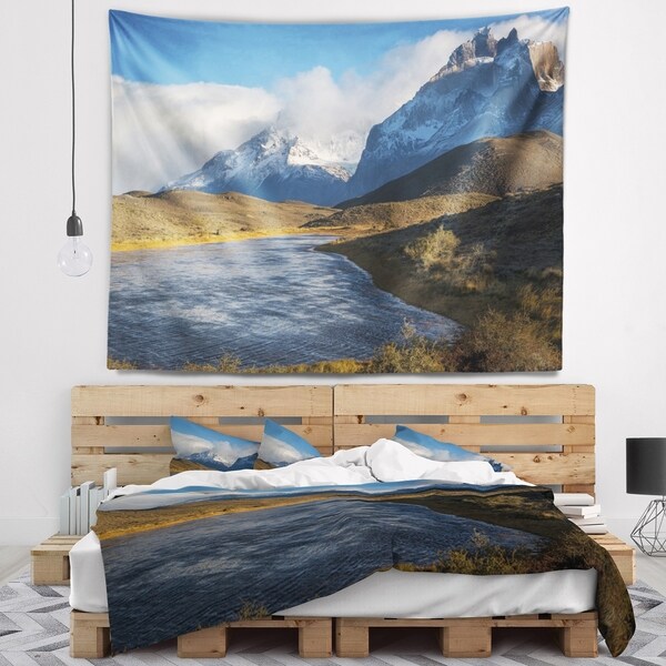Designart 'Beautiful View of Torres del Paine' Beach Wall Tapestry