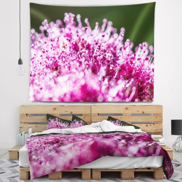 Designart 'Pink Little Flowers Close up View' Floral Wall Tapestry