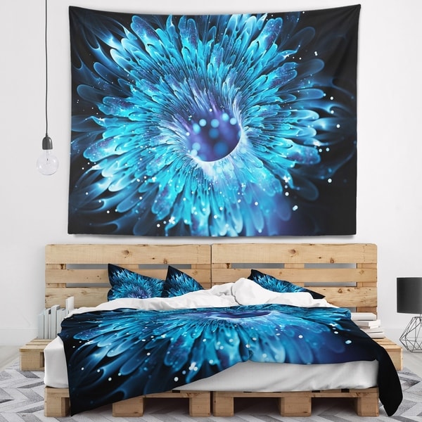 Designart 'Blue Magical Wormhole Fractal' Abstract Wall Tapestry