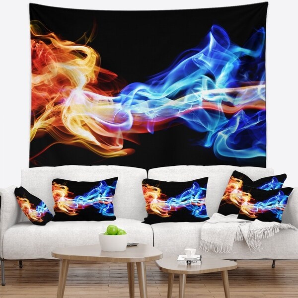 Designart 'Red and Blue Smoke Abstract' Abstract Wall Tapestry