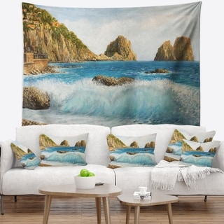 Designart 'Faraglioni on Island Capri' Seascape Wall Tapestry - Bed ...