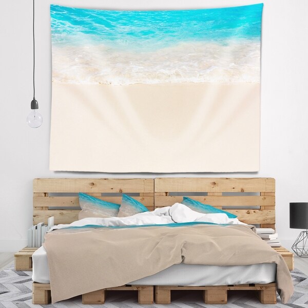 Designart 'Serene White and Blue Waters' Seashore Wall Tapestry