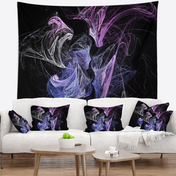 Designart 'Billowing Smoke Blue Purple' Abstract Wall Tapestry
