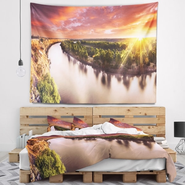 Designart 'Sunset over Murray River Panorama' Landscape Wall Tapestry