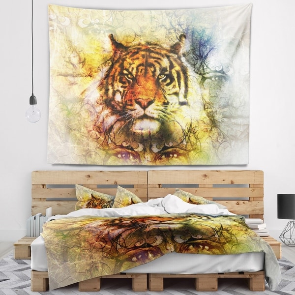 Designart 'Mighty Tiger with Mystic Face' Animal Wall Tapestry
