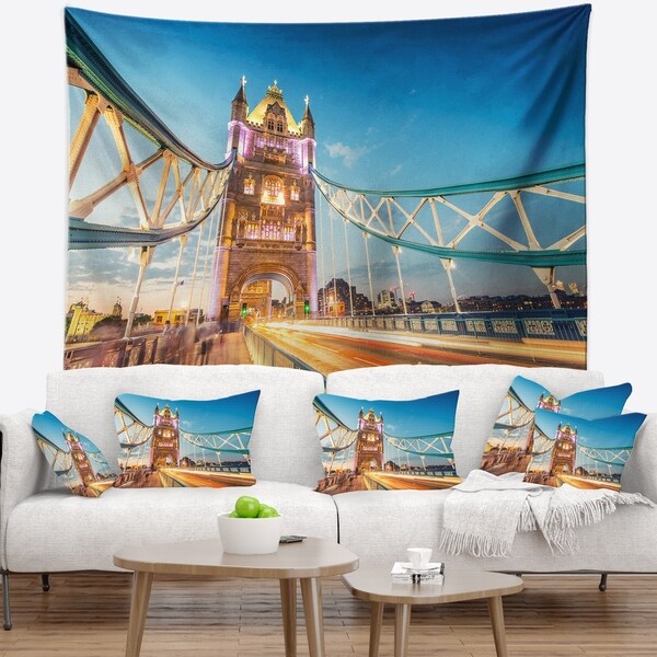Designart 'Beautiful View of Tower Bridge London' Cityscape Wall Tapestry
