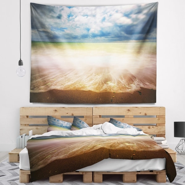 Designart 'Exotic Beach on Cloudy Summer Day' Seashore Wall Tapestry