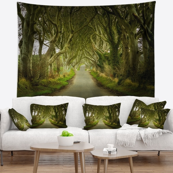 Designart 'Dark Hedges Road through Old Trees' Landscape Wall Tapestry