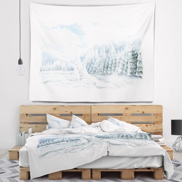 Designart 'Christmas Winter Happy Panorama' Landscape Wall Tapestry