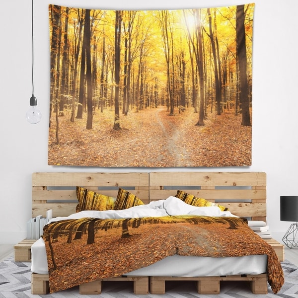 Designart 'Yellow Treetops in Fall Forest' Modern Forest Wall Tapestry