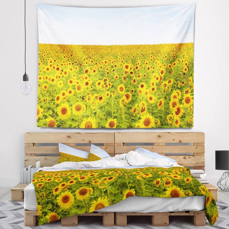 Designart 'Beautiful Sunflowers Garden' Floral Wall Tapestry - Bed Bath ...