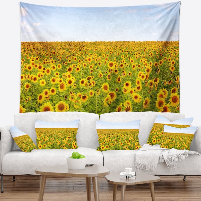 Designart 'Beautiful Sunflowers Garden' Floral Wall Tapestry - Bed Bath ...