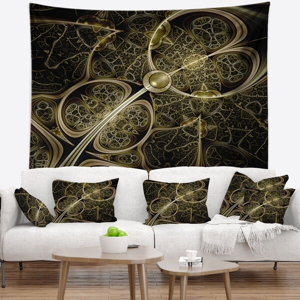 Designart 'Yellow Metallic Fabric Pattern' Abstract Wall Tapestry