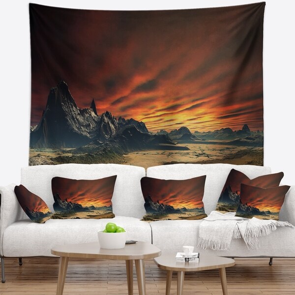 Designart 'Beautiful Alien Planet Traos' Landscape Wall Tapestry