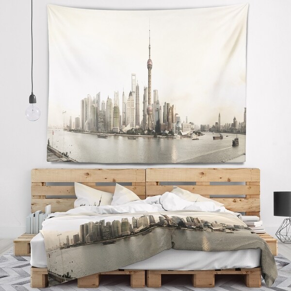 Designart 'Shanghai s Modern Architecture' Cityscape Photo Wall Tapestry