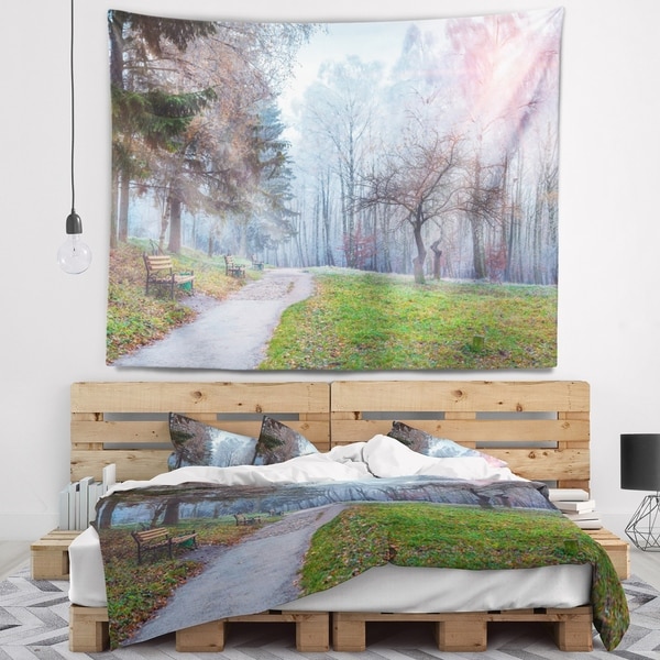 Designart 'Bright Sun over Autumn Trees' Landscape Wall Tapestry