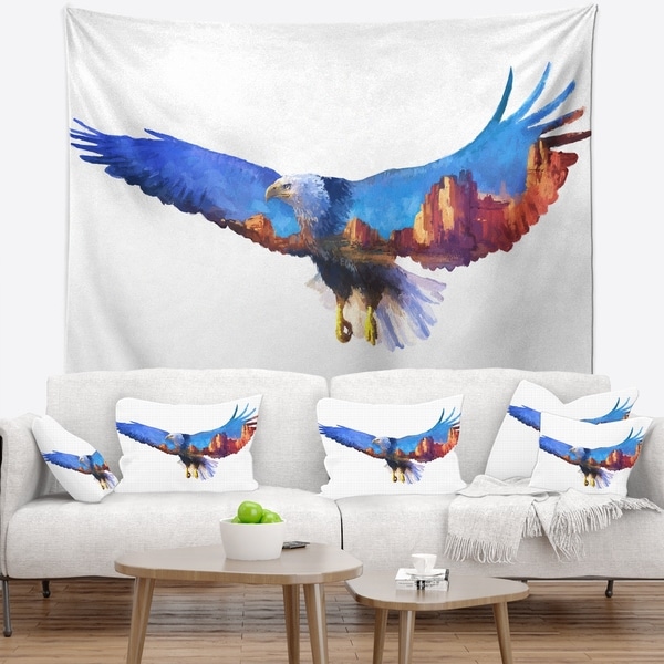 Designart 'Eagle Double Exposure Illustration' Animal Wall Tapestry