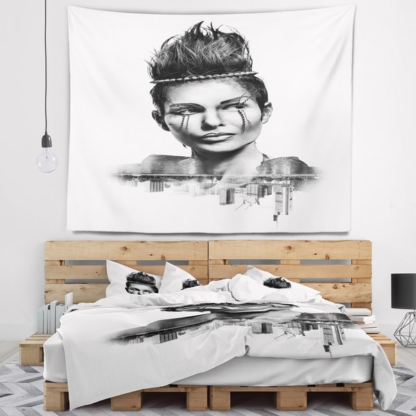 Designart 'Double Exposure Woman With Hair' Portrait Wall Tapestry