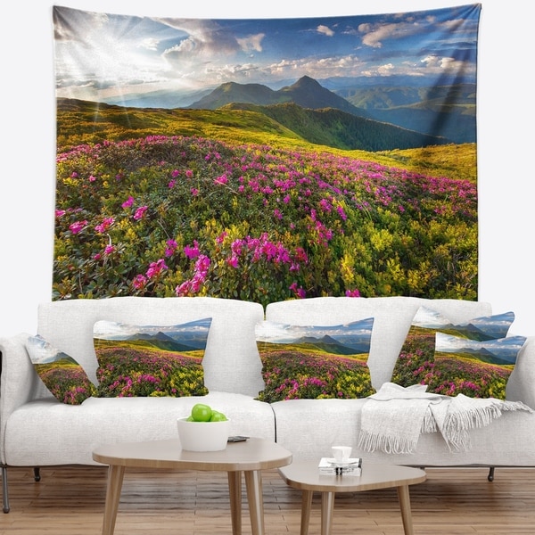 Designart 'Summer Day Rhododendron Flowers' Landscape Wall Tapestry