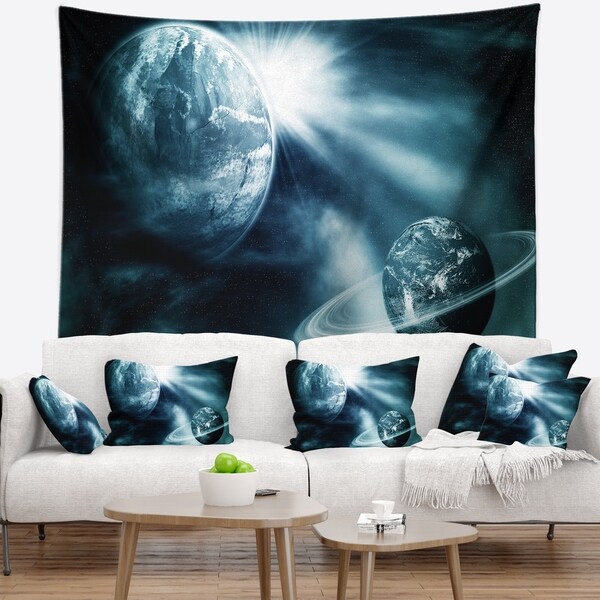 Designart 'Space View with Two Planets' Spacescape Wall Tapestry