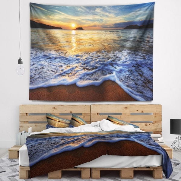 Designart 'Peaceful Sandy Beach with Waves' Wall Tapestry