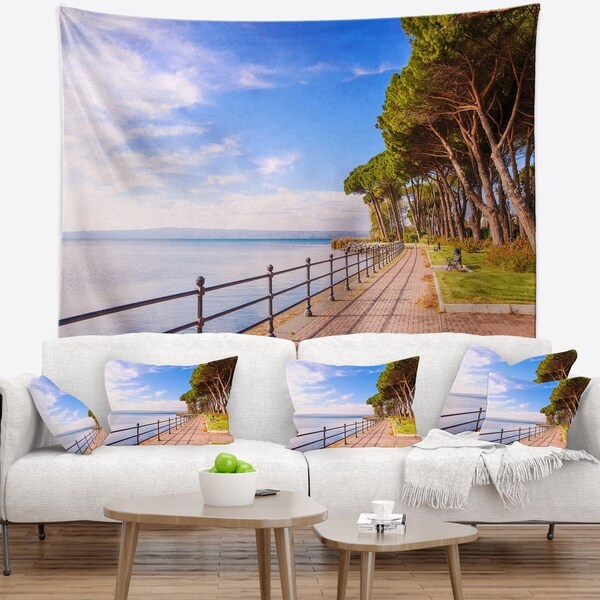 Designart 'Promenade and Pine Trees in Italy' Landscape Wall Wall Tapestry