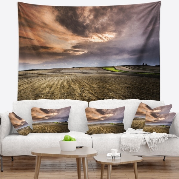 Designart 'Field Waiting for Cultivation' Landscape Wall Tapestry