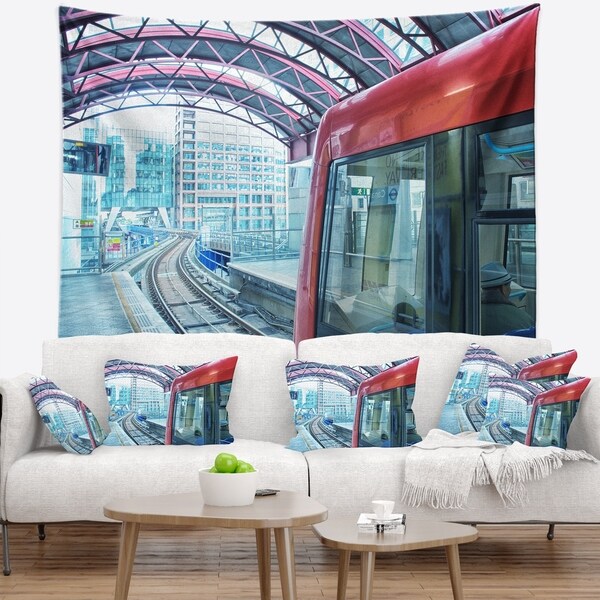 Designart 'Departing London Subway Train' Modern Cityscape Wall Tapestry