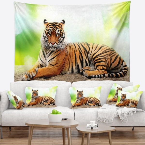 Designart 'Relaxing Tiger' Animal Photo Wall Tapestry