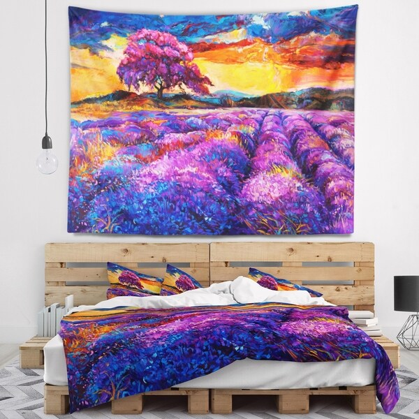 Designart 'Colorful Lavender Fields' Photography Wall Tapestry