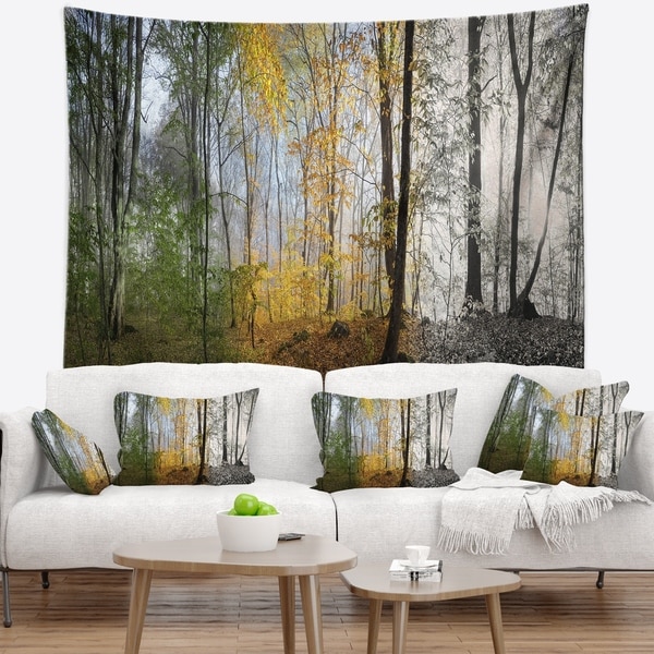 Designart 'Forest in Early Morning' Landscape Photography Wall Tapestry