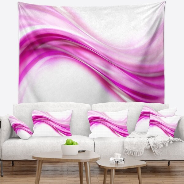 Designart 'Pink Abstract Waves' Abstract Wall Tapestry