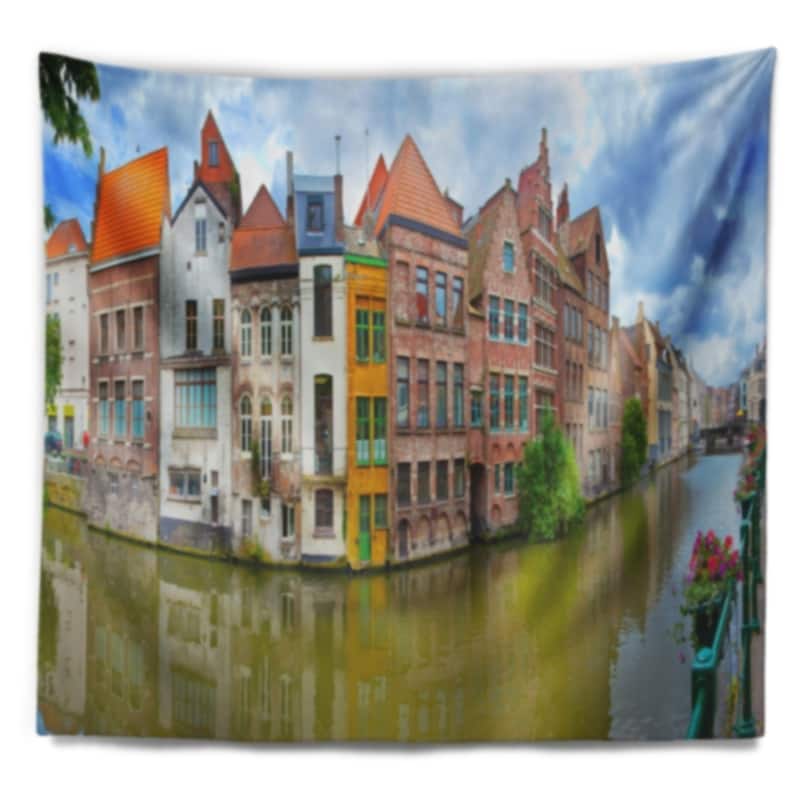 Designart 'Ghent Belgium Landscape' Photography Wall Tapestry - Bed ...